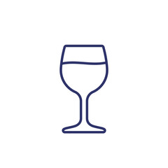 wineglass, glass with wine line icon