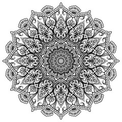 Coloring book patterns in mandala style for Henna, Mehndi, tattoos, decorative ornaments in ethnic oriental style page.