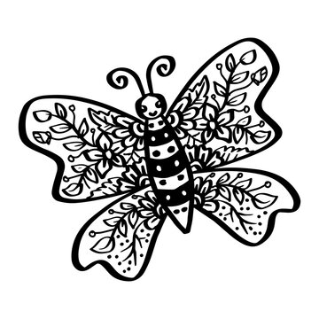  Hand drawn butterfly doodle element