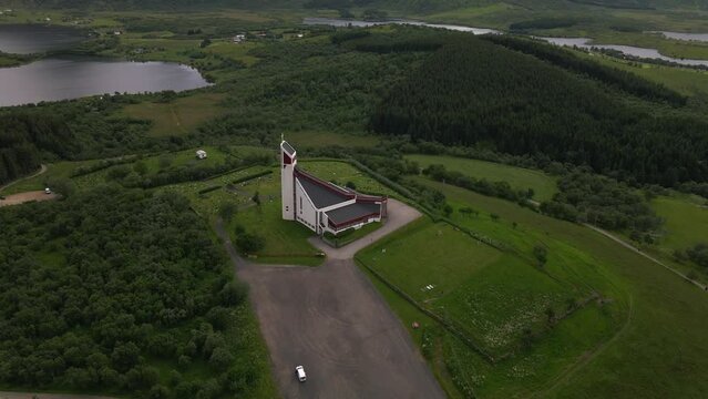 Borge Church in Lofoten Islands, Norway by Drone