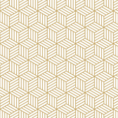 Hexagonal pattern with lines and 3d box cube look