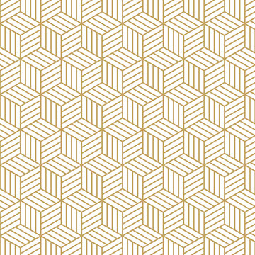Hexagonal pattern with lines and 3d box cube look