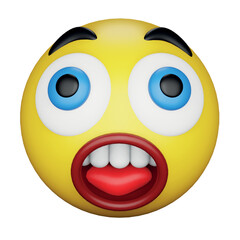 Astonished emoji face 3d rendering isometric icon.