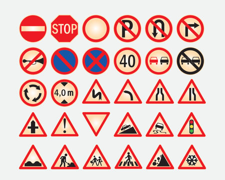 Vector set of Traffic and road signs