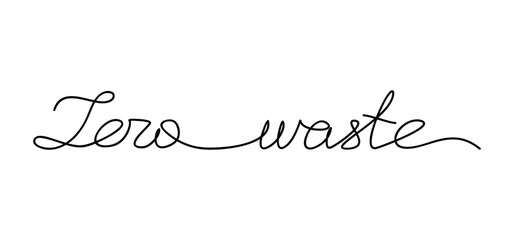 Zero waste slogan handwritten lettering. One line continuous phrase vector drawing. Modern calligraphy, text design element for print, banner, wall art poster, card.