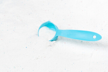 Laundry detergent for washing machines and a plastic scoop for dosing. Washing powder with...