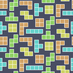 A pattern from a set of figures of the Tetris game. Tetris color pattern. Playing tetris background.