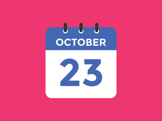 october 23 calendar reminder. 23th october daily calendar icon template. Calendar 23th october icon Design template. Vector illustration
