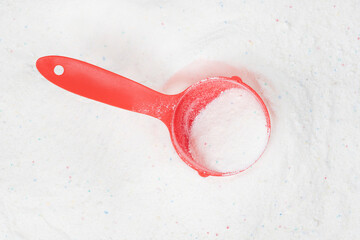 Laundry detergent for washing machines and a plastic scoop for dosing. Washing powder with...
