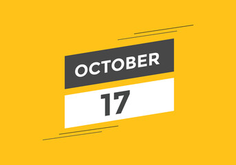 Fototapeta premium october 17 calendar reminder. 17th october daily calendar icon template. Calendar 17th october icon Design template. Vector illustration 