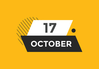 october 17 calendar reminder. 17th october daily calendar icon template. Calendar 17th october icon Design template. Vector illustration
