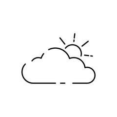 Weather, meteorology vector line icon illustration. Cloud and cloudy autumn weather. Rain and rainy or Windy