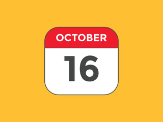 october 16 calendar reminder. 16th october daily calendar icon template. Calendar 16th october icon Design template. Vector illustration