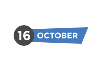 october 16 calendar reminder. 16th october daily calendar icon template. Calendar 16th october icon Design template. Vector illustration