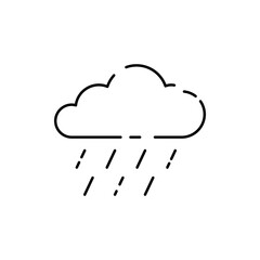 Weather, meteorology vector line icon illustration. Cloud and cloudy autumn weather. Rain and rainy or Windy