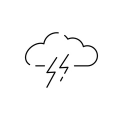 Autumn Wind weather. Meteorology vector line icon illustration. Cloud and cloudy autumn weather. Rain and rainy or Windy. Temperature and lightning
