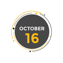 october 16 calendar reminder. 16th october daily calendar icon template. Calendar 16th october icon Design template. Vector illustration