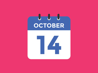 october 14 calendar reminder. 14th october daily calendar icon template. Calendar 14th october icon Design template. Vector illustration
