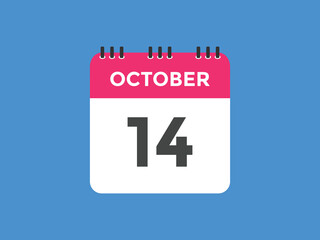 october 14 calendar reminder. 14th october daily calendar icon template. Calendar 14th october icon Design template. Vector illustration
