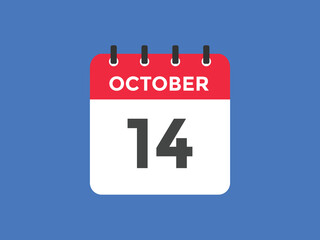 october 14 calendar reminder. 14th october daily calendar icon template. Calendar 14th october icon Design template. Vector illustration

