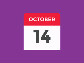 october 14 calendar reminder. 14th october daily calendar icon template. Calendar 14th october icon Design template. Vector illustration
