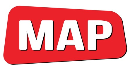 MAP text on red trapeze stamp sign.