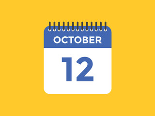 october 12 calendar reminder. 12th october daily calendar icon template. Calendar 12th october icon Design template. Vector illustration
