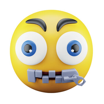 Zip emoji face 3d rendering isometric icon.