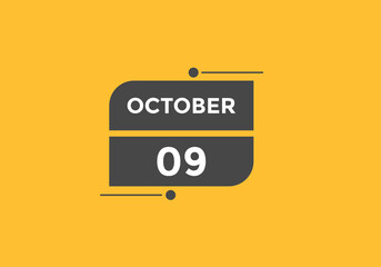 october 9 calendar reminder. 9th october daily calendar icon template. Calendar 9th october icon Design template. Vector illustration
