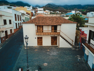 Fototapeta na wymiar Typical Canary Islands house from a drone view