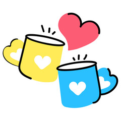 A visually appealing flat sticker  of teacups 