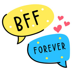 A cute hand drawn flat sticker of best friendship - obrazy, fototapety, plakaty