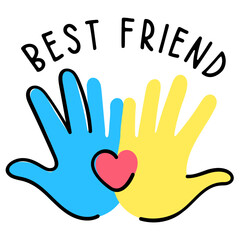 Obraz premium A cute hand drawn flat sticker of best friendship