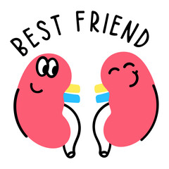 A cute hand drawn flat sticker of best friendship