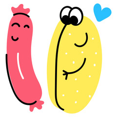 A cute flat sticker of good friends 