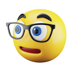 Nerd emoji face 3d rendering isometric icon.