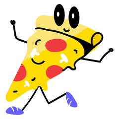 A doodle sticker of pizza slice