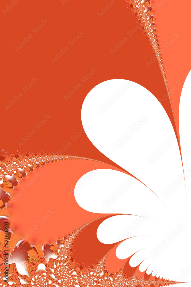 Aufkleber complex design 3d fractal structure in red on a white background