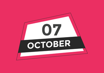 october 7 Calendar icon Design. Calendar Date 7th october. Calendar template 
