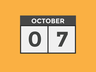 october 7 calendar reminder. 7th october daily calendar icon template. Vector illustration 
