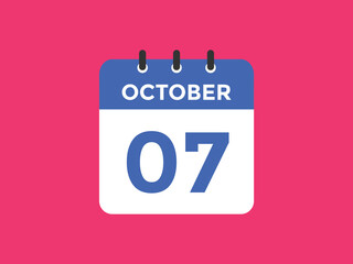 october 7 calendar reminder. 7th october daily calendar icon template. Vector illustration 
