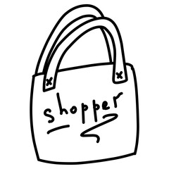 Eco bag illustration, Hand-drawn doodles illustration.
Line art