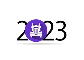 happy new year 2023. 2023 with truck icon
