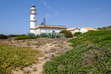 Fototapeta na wymiar faro de Cap Salines, estacion de investigacion costanera, IMEDEA, Mallorca, balearic islands, spain, europe