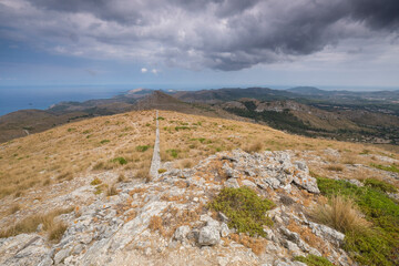 panoramica desde Puig de la Talaia Freda -Puig Morell-, 562m. parque natural de la serra de Llevant, Arta, Mallorca, balearic islands, spain, europe