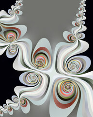 complex design 3D fractal structure in blue beige brown colours on a black background