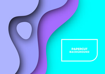 Paper cut background. violet pastel wave papercut trendy design. Abstract origami paper cut relief map, web banner. Teal sea water levels, modern trendy design. 