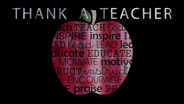 Glowing apple with inspirational words about teachers