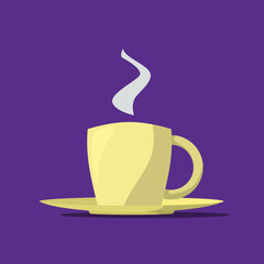 hot water in yellow glass purple background icon vector illustration