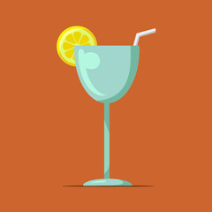 drink water with lemon on orange background icon vector illustration